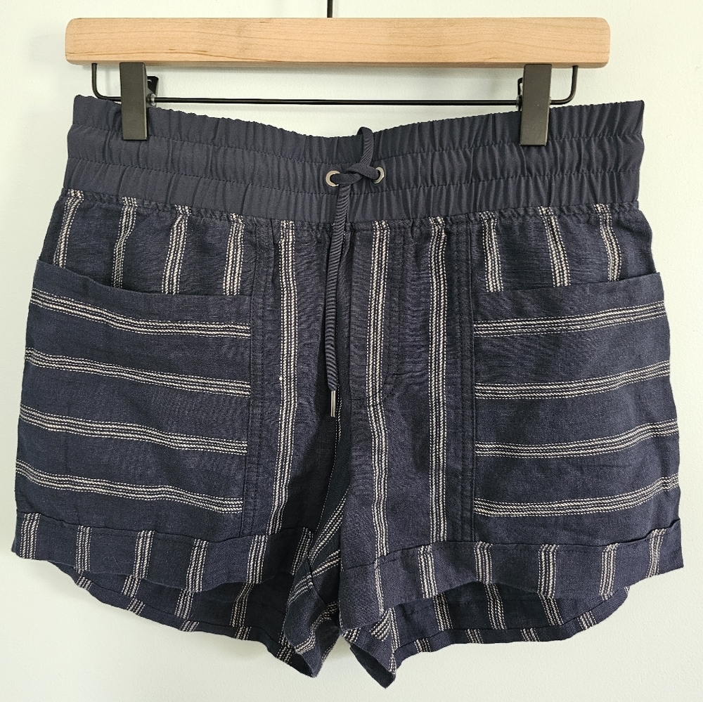 Athleta Blue and White Athletic Shorts‎ with Striped Pattern